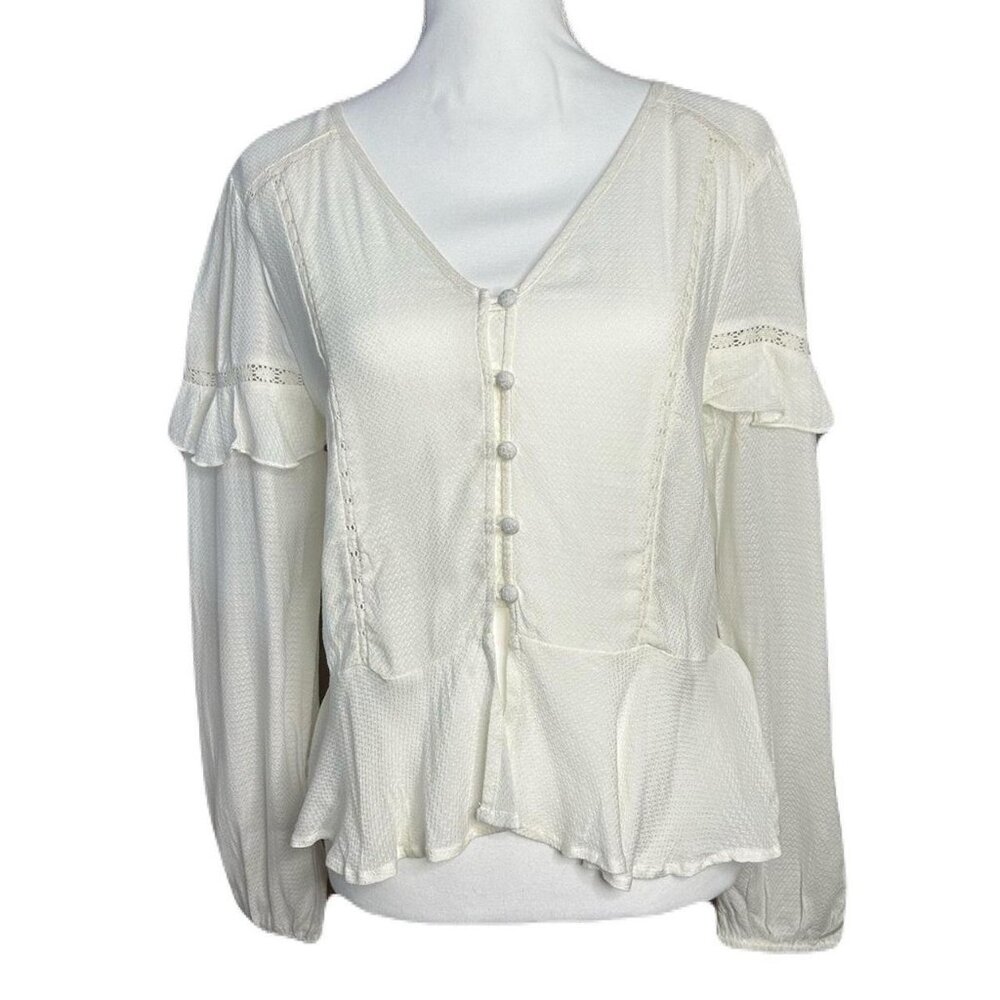 White Ruffled Women's Top